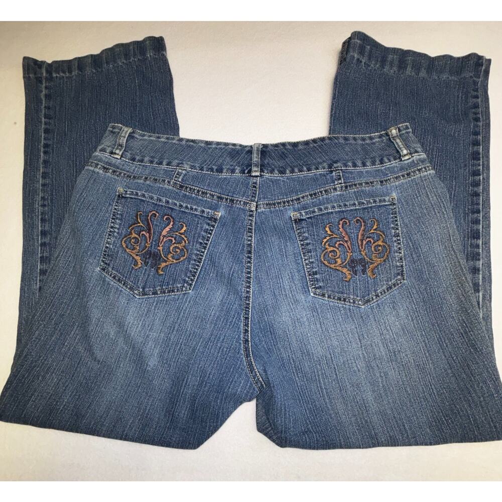 Gloria Vanderbilt Women's Blue Size 16 Straight Leg Stretch Embroidered Pants - Picture 7 of 10